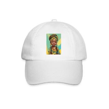 Buntes Afro-Porträtkind - Baseballkappe - Weiß/Weiß - Vorne