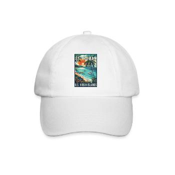Explore St. Thomas Tropical Vintage Travel Art - Baseball Cap - white/white - Front
