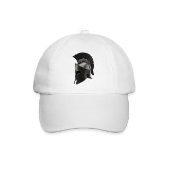 Rostiger Kriegerhelm mit schwarzer Feder - Baseballkappe - Weiß/Weiß - Vorne