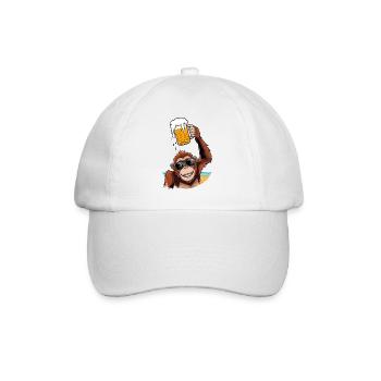 Funny monkey with beer mug on the beach party monkey - Baseball Cap - white/white - Front
