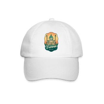 Vienna Austria Karlskirche Sunset Retro Travel Art - Baseball Cap - white/white - Front