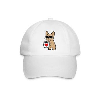 Frenchie Hund Kaffee Comic - Baseballkappe - Weiß/Weiß - Vorne
