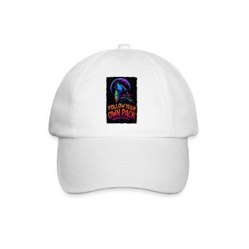 Alpha Wolf Multicolor Design Follow Your Own Pack - Baseball Cap - white/white - Front