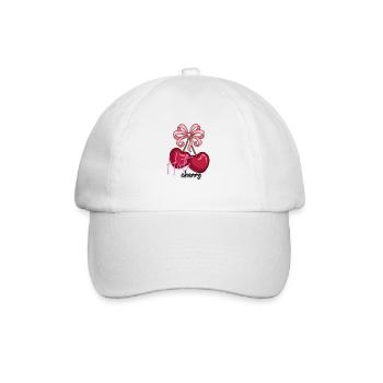 Cherry hearts with bow - Baseball Cap - white/white - Front