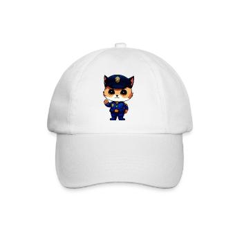 Cat Policeman - Baseball Cap - white/white - Front