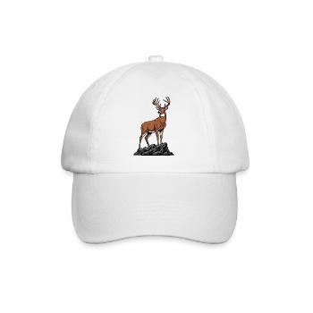 Weißwedelhirsch Majestätische Wilde Natur - Baseballkappe - Weiß/Weiß - Vorne