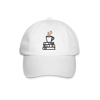 Bücher Kaffeetasse Lesen Buchclub Leseratte - Baseballkappe - Weiß/Weiß - Vorne