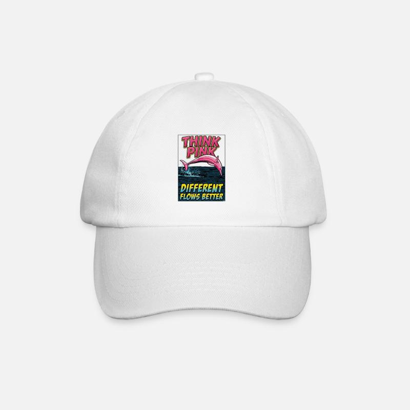 Think Pink Dolphin: Fließt besser - Baseballkappe - Weiß/Weiß