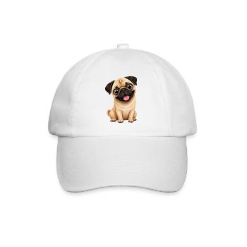 Petit ami fidèle au dessin animé carlin mignon qui s’installe - Casquette classique - blanc/blanc - Devant