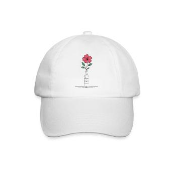 Blume rosa in Weinflasche - Baseballkappe - Weiß/Weiß - Vorne