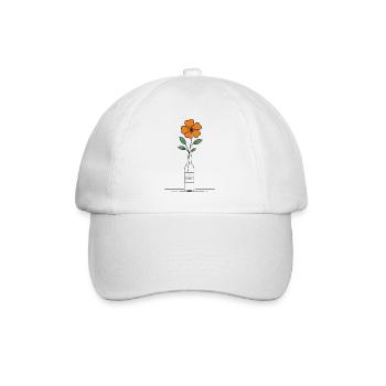 Blume orange in Weinflasche - Baseballkappe - Weiß/Weiß - Vorne