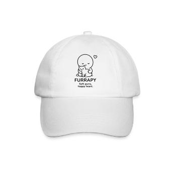 Furrapy – Soft Purrs | Happy Heart Cat Lover - Baseballkappe - Weiß/Weiß - Vorne