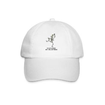 Tanzendes Skelett mit grünem Hut - Baseballkappe - Weiß/Weiß - Vorne