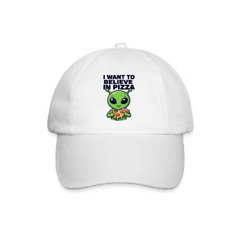 I Want To Believe In Pizza Alien - Baseballkappe - Weiß/Weiß - Vorne
