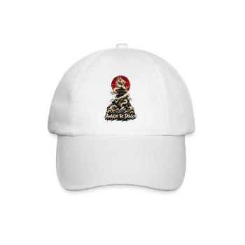  Erwachender Drache über der Pagode - Baseballkappe - Weiß/Weiß - Vorne