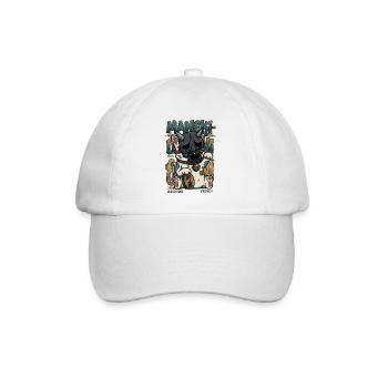 Maneki Oni Japanese Cat Streetwear Art Anime Kawai - Baseball Cap - white/white - Front