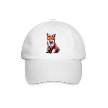 Colorful fox with splashes of color - Baseball Cap - white/white - Front