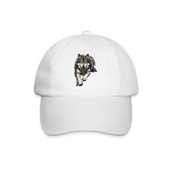 Wolf Illustration - Baseball Cap - white/white - Front