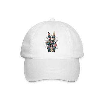 Floral Peace Sign Floral Style - Baseball Cap - white/white - Front