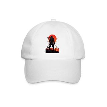 Ninja at Sundown by Torii Gate - Baseball Cap - white/white - Front