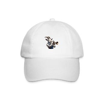 Coole Ziege Spielt Trompete Band Orchester - Baseballkappe - Weiß/Weiß - Vorne