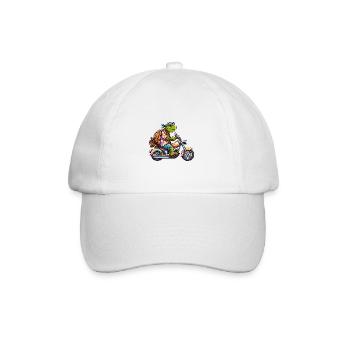Funny turtle on motorcycle adventure - Baseball Cap - white/white - Front