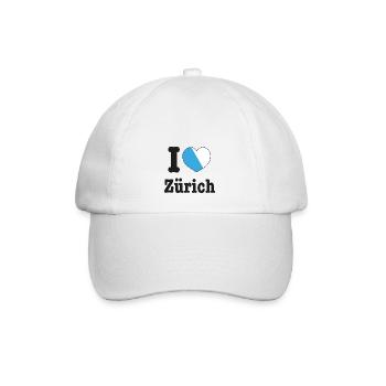 I Love Zürich | Schweiz Wappen Liebe Herz - Baseballkappe - Weiß/Weiß - Vorne