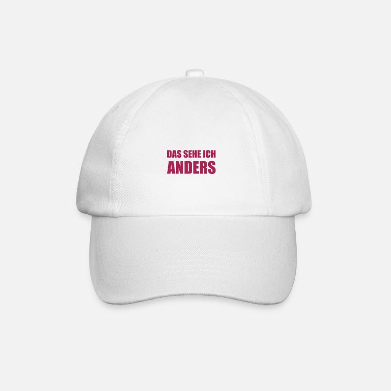 Design "DAS SEHE ICH .. ANDERS" - zweizeilig - Baseballkappe - Weiß/Weiß
