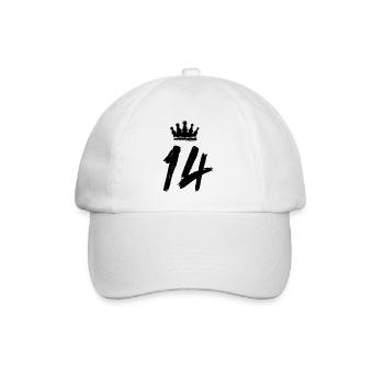 14 Zahl Krone - Baseballkappe - Weiß/Weiß - Vorne