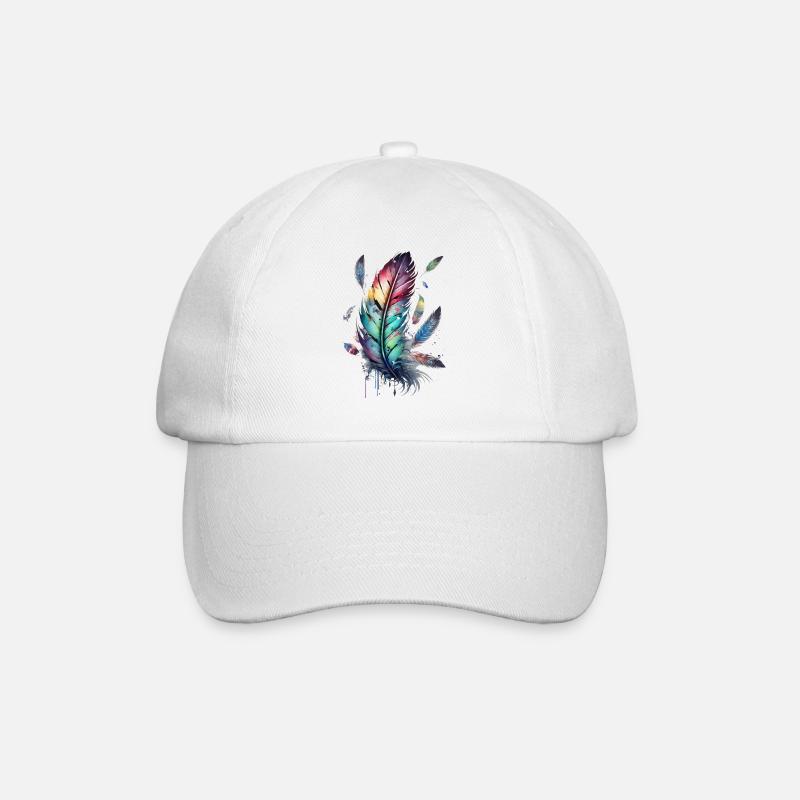 Federn, Boho, Ethno, Style, Muster Tribal Indianer - Baseballkappe - Weiß/Weiß