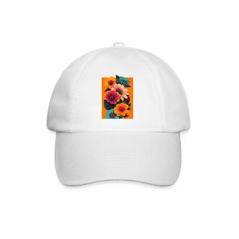 Vibrant Blooms Tee - Design floral abstrait - Casquette classique - blanc/blanc - Devant