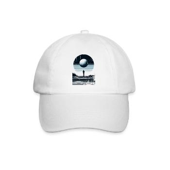 Golfer - minimalistisches Retro-Design - Baseballkappe - Weiß/Weiß - Vorne