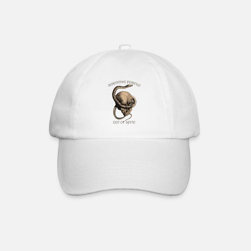 Gothic Totenkopf & Schlange Design - Baseballkappe - Weiß/Weiß
