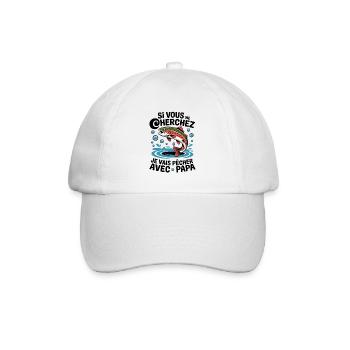 Je vais à la pêche avec papa - truite sautante - Casquette classique - blanc/blanc - Devant