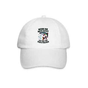Ich gehe mit Papa angeln fischen springender Hecht - Baseballkappe - Weiß/Weiß - Vorne