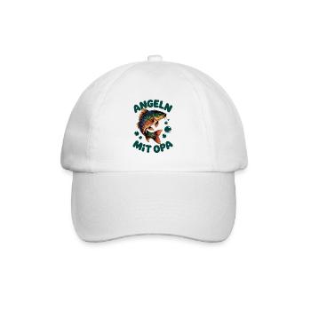 Angeln mit Opa Angelmotiv für Jungen und Mädchen - Baseballkappe - Weiß/Weiß - Vorne