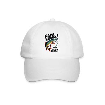 Papa komm wir gehen Angeln springender Hecht - Baseballkappe - Weiß/Weiß - Vorne