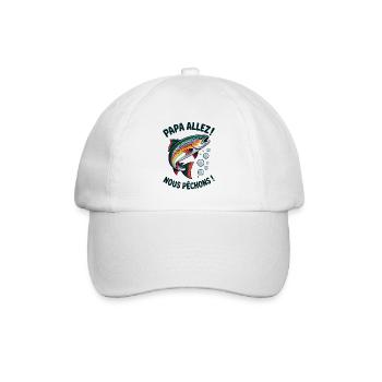 Papa allez! Nous allons à la pêche ! - Casquette classique - blanc/blanc - Devant