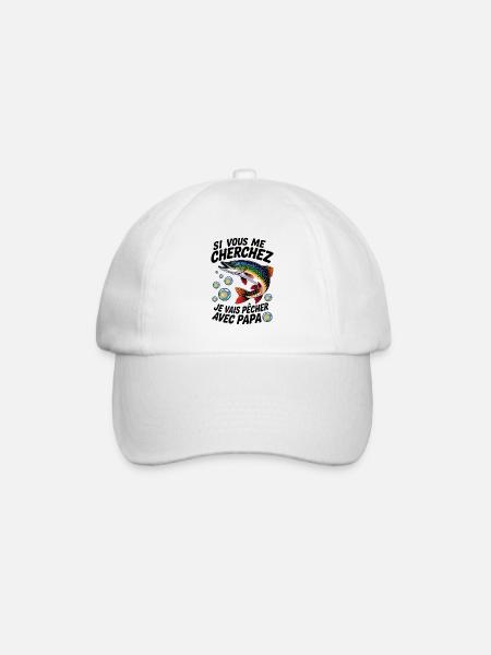 Pêche avec papa T-shirt de pêche pour enfants - Casquette classique - blanc/blanc