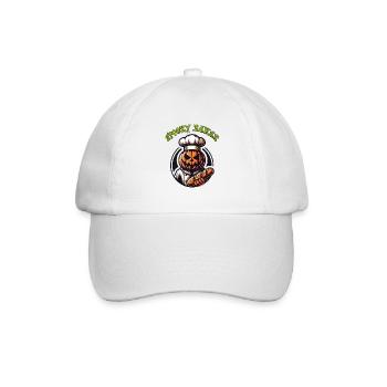 Citrouille d’Halloween avec chapeau de boulanger et pain - Casquette classique - blanc/blanc - Devant