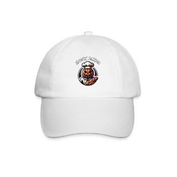 Citrouille d’Halloween avec chapeau de boulanger et pain - Casquette classique - blanc/blanc - Devant