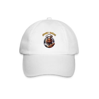 Citrouille d’Halloween avec chapeau de boulanger et pain - Casquette classique - blanc/blanc - Devant