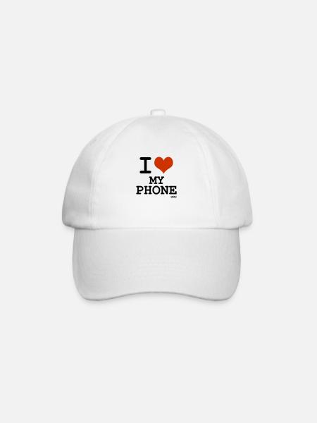 i love my phone by wam - Baseball Cap - white/white