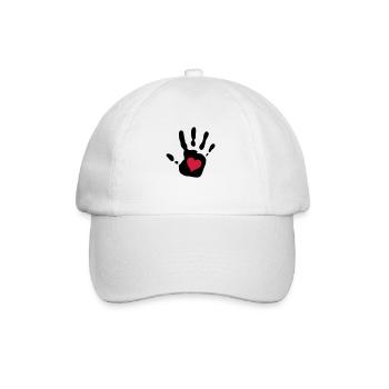 Handabdruck rotes Herz - Baseballkappe - Weiß/Weiß - Vorne