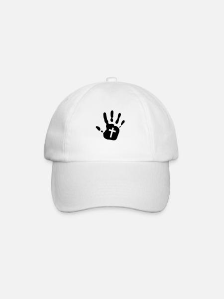 Handabdruck kressesamen 1c - Baseballkappe - Weiß/Weiß