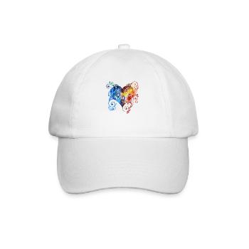 Buntes Herz - Baseballkappe - Weiß/Weiß - Vorne