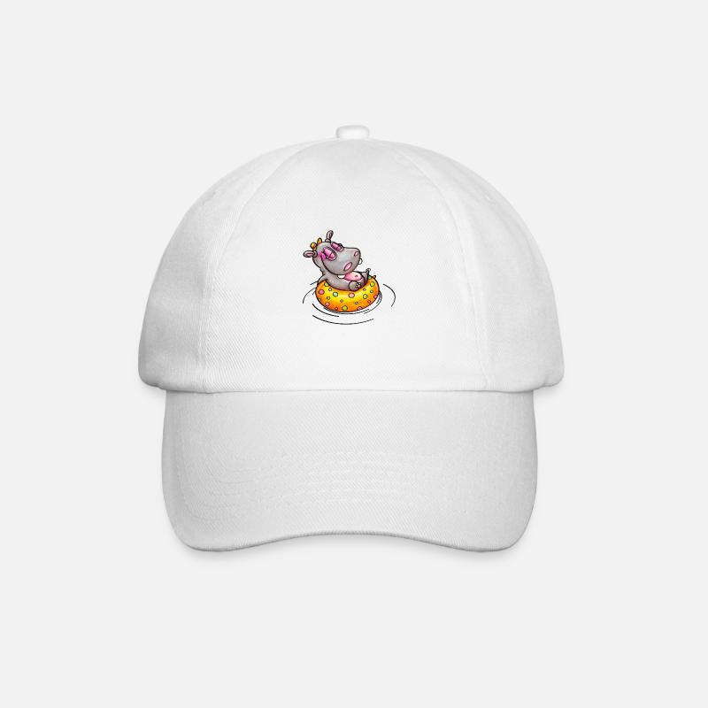 hippo with float - Baseballkappe - Weiß/Weiß