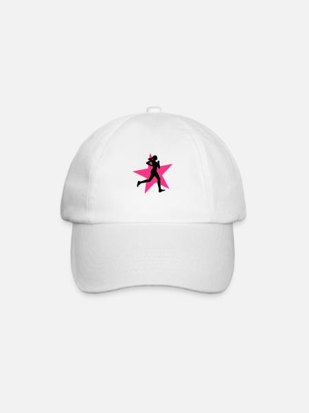 running woman with star 2c / jogging - Baseballkappe - Weiß/Weiß
