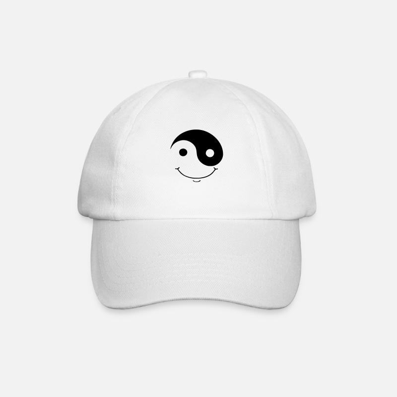 ying yang smiley - Baseballkappe - Weiß/Weiß