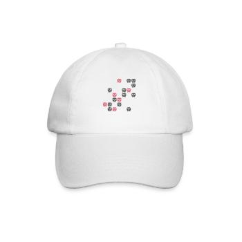 pixel skull game shot - Baseball Cap - white/white - Front